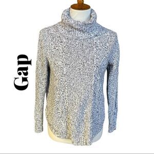 Gap Black and White Cable Knit Turtleneck Sweater Size Small